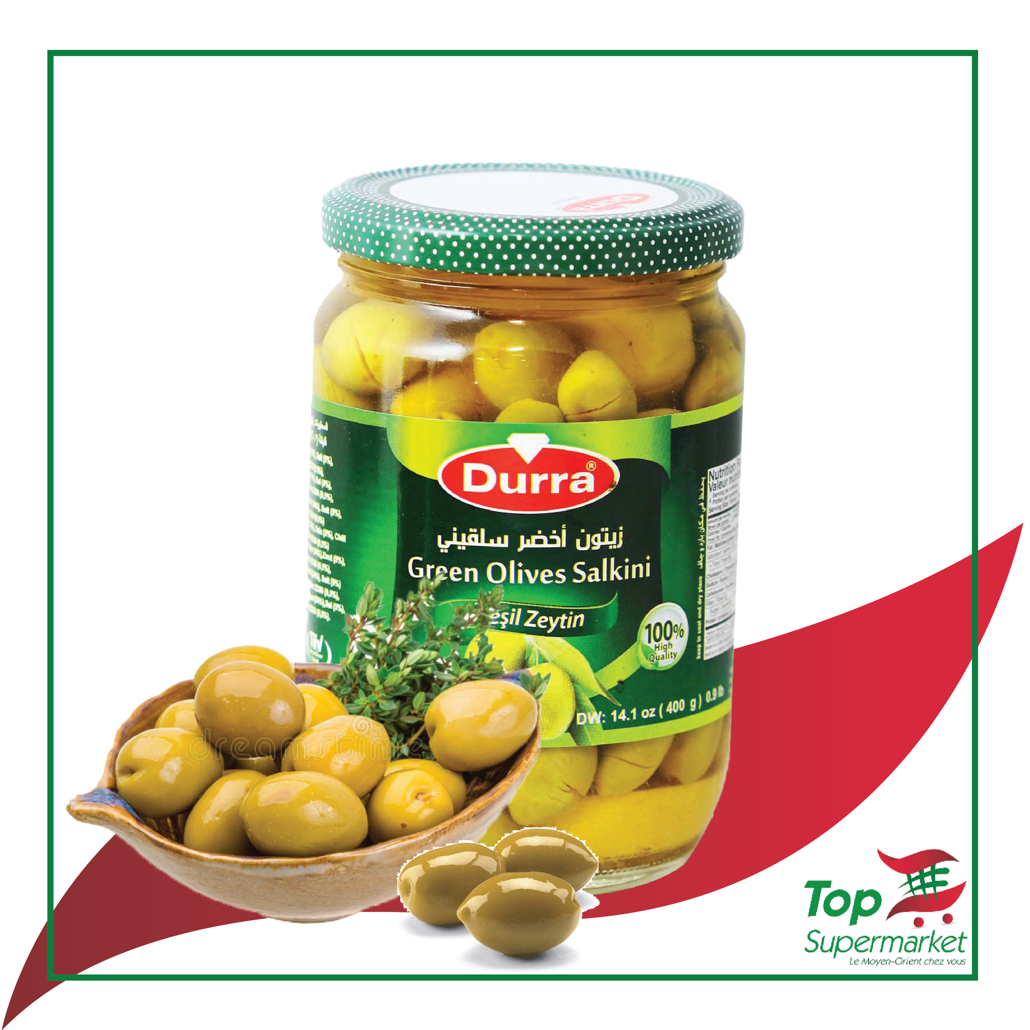 Durra olives vertes Salkini 650gr